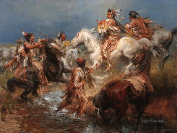  western Oil Painting - western American Indians 32